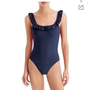 J Crew Ruffle Bathing Suit in Navy Size 0